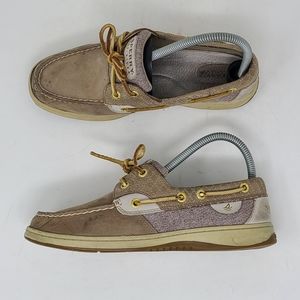Sperry Top Sider Bluefish Boat Deck Shoes Tan Purple size 7.5M STS90907 Women
